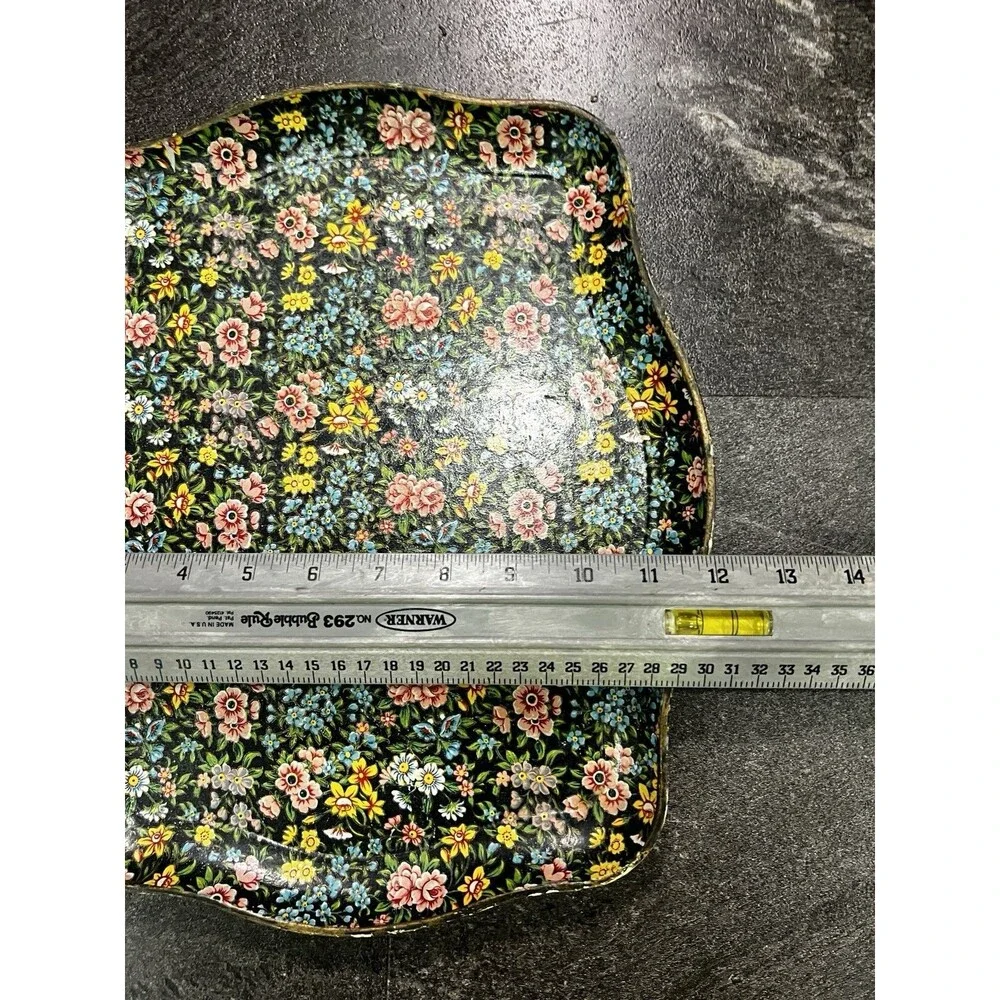 Vintage Paper Mache tray Floral Large 14x12